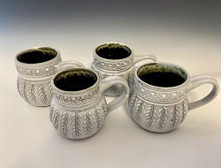 White Mugs, ceramic