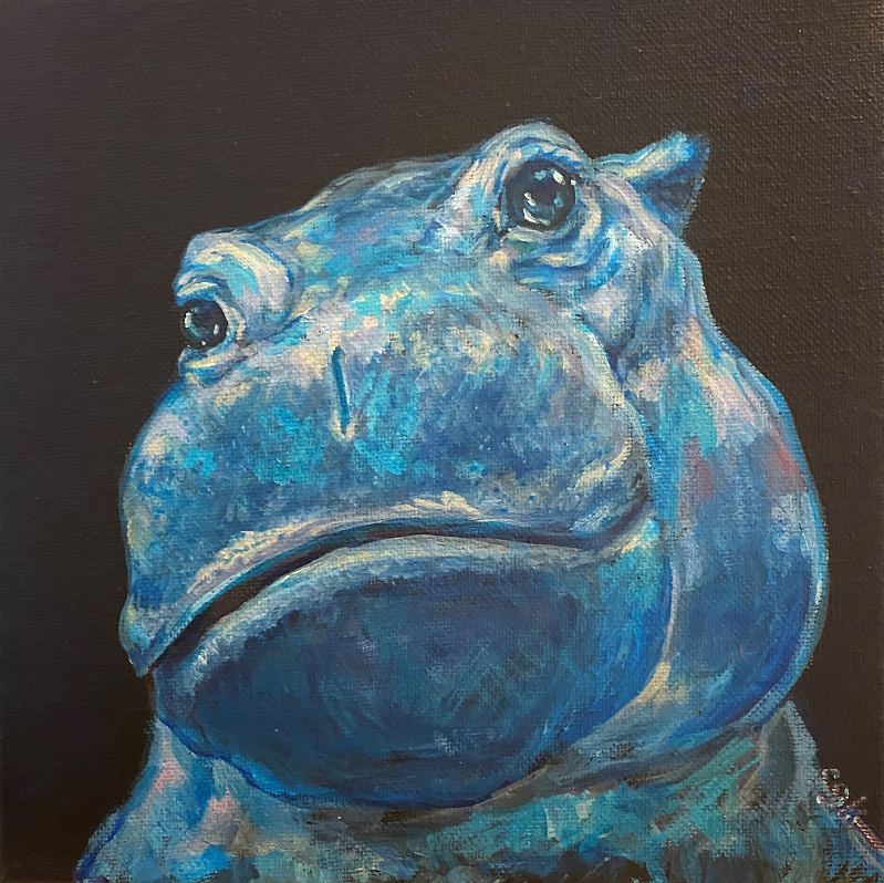 Hippo, acrylic on canvas