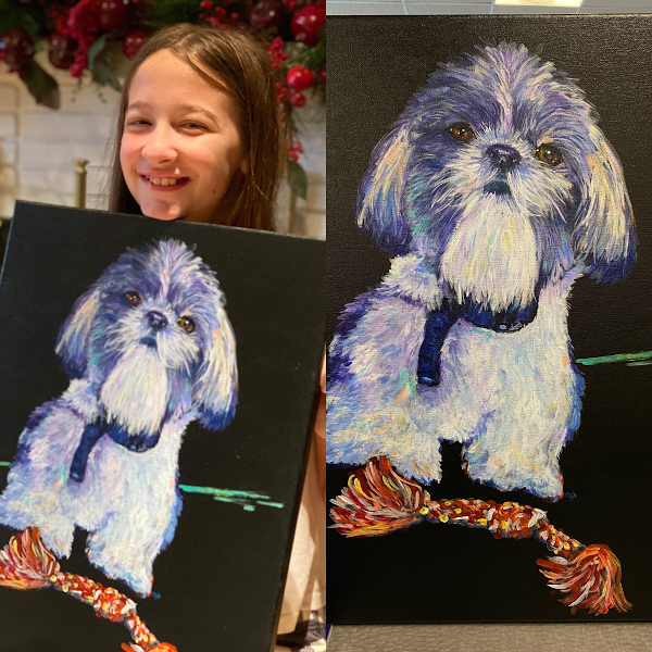 Commissioned Pet Portrait in acrylic on canvas
