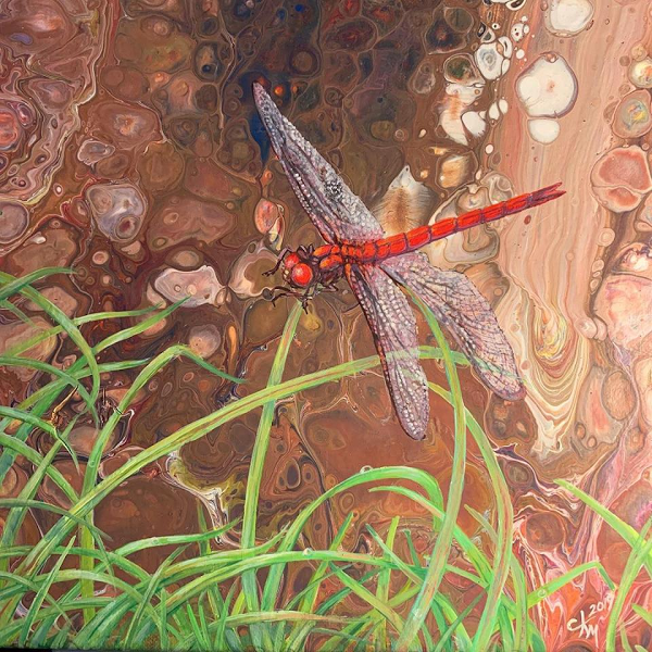 Dragonfly, mixed media on canvas