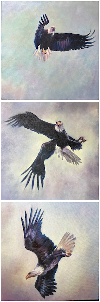 Eagles in Flight, oil on canvas