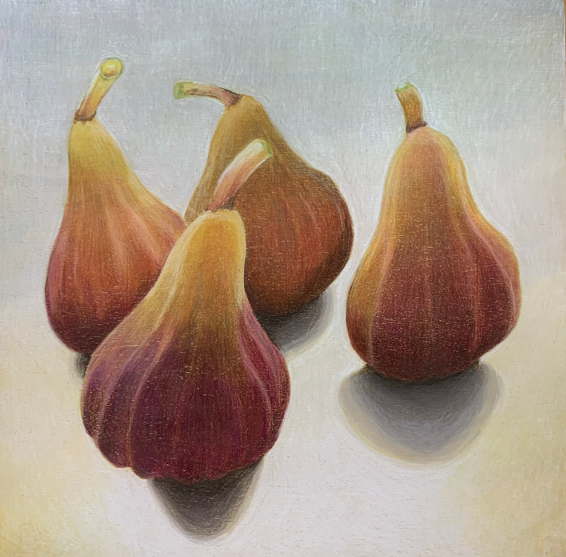 Figs, mixed media on panel