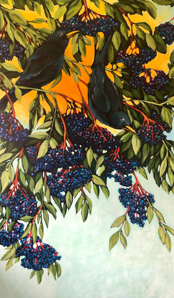 Elderberries, acrylic on canvas