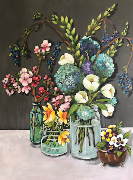 Bouquets, acrylic on canvas