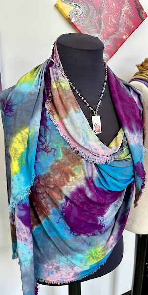 Bamboo Scarf - Hand cut, hand dyed bamboo scarf in unexpected colors