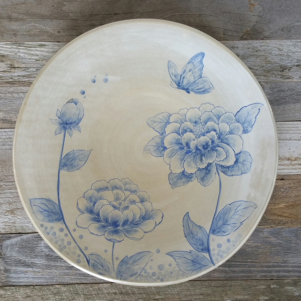 Serving Dish - Blue on White